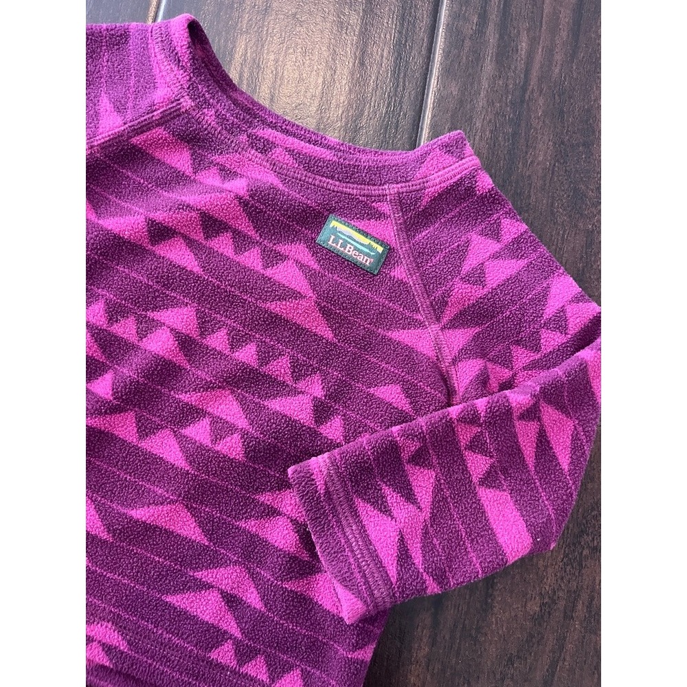 LL Bean Infant Fleece Pullover Purple Pink Aztec Geometric Sweater 6-12 Months